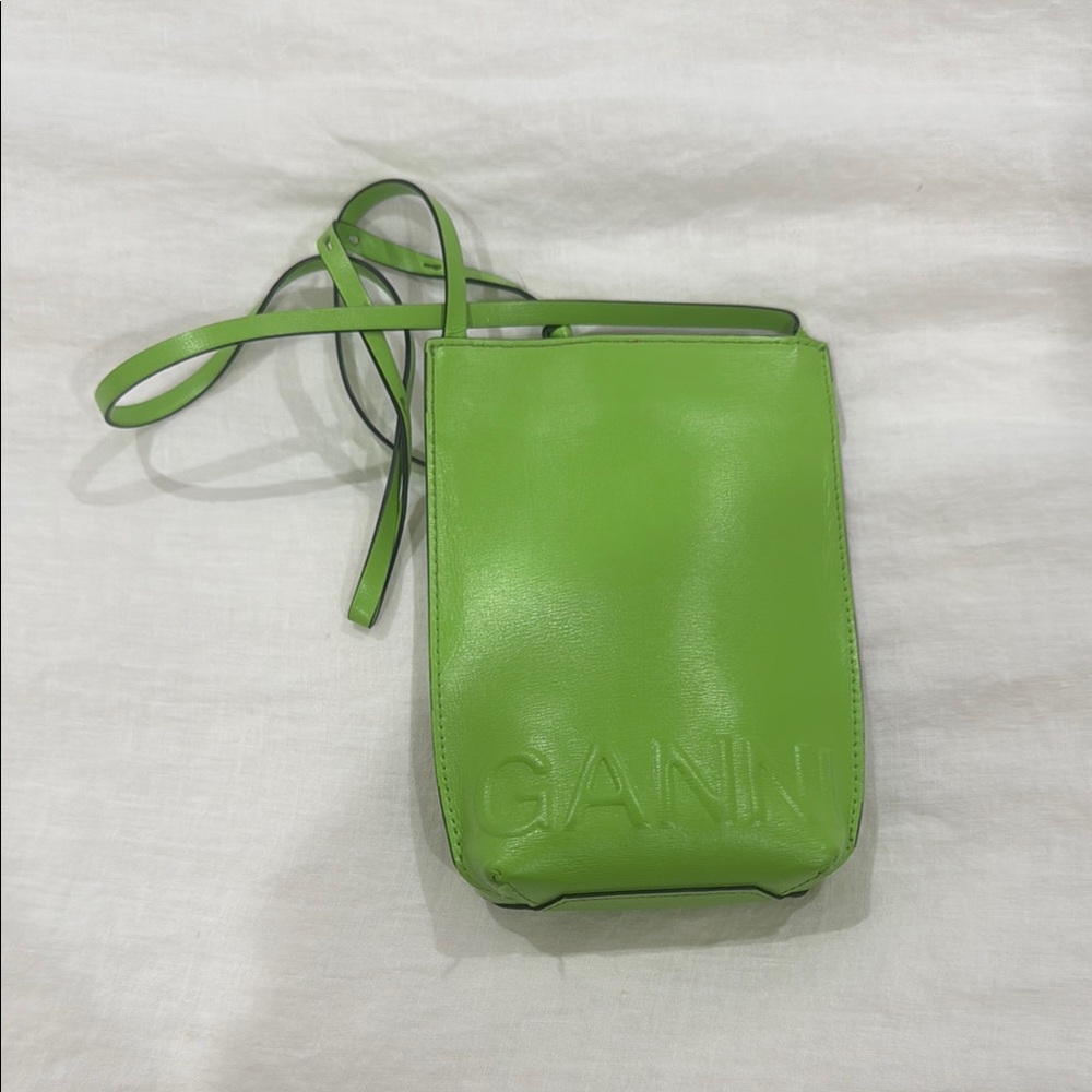 GANNI Green Leather Crossbody Bag